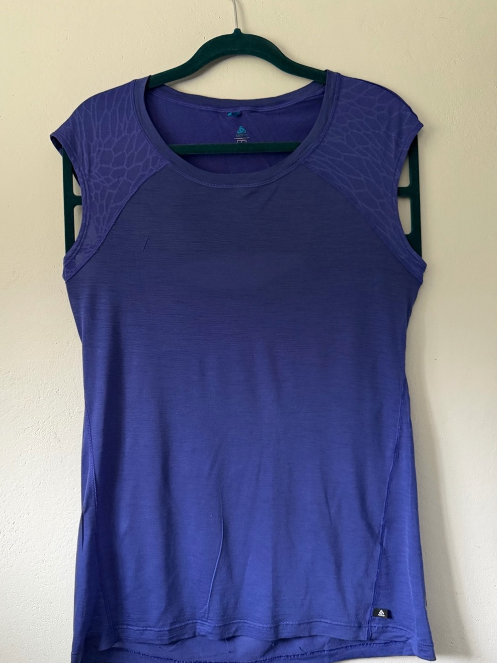 Odlo Wool Purple Cap-sleeve Performance Tank with Mesh Panels